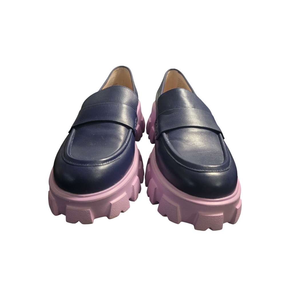 Gorman Fun Times Loafer Navy Leather Pink Chunky Platform Lug Sole Shoes 39 - Picture 4 of 9